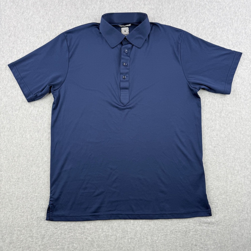 Collars & Co Shirt Mens Large Navy Blue Polo Relaxed Dress Collar Spartan Logo